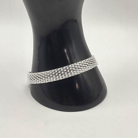 925 Silver Plated Bracelet Chainmail Weave Valentine's Birthday Gift New!!
